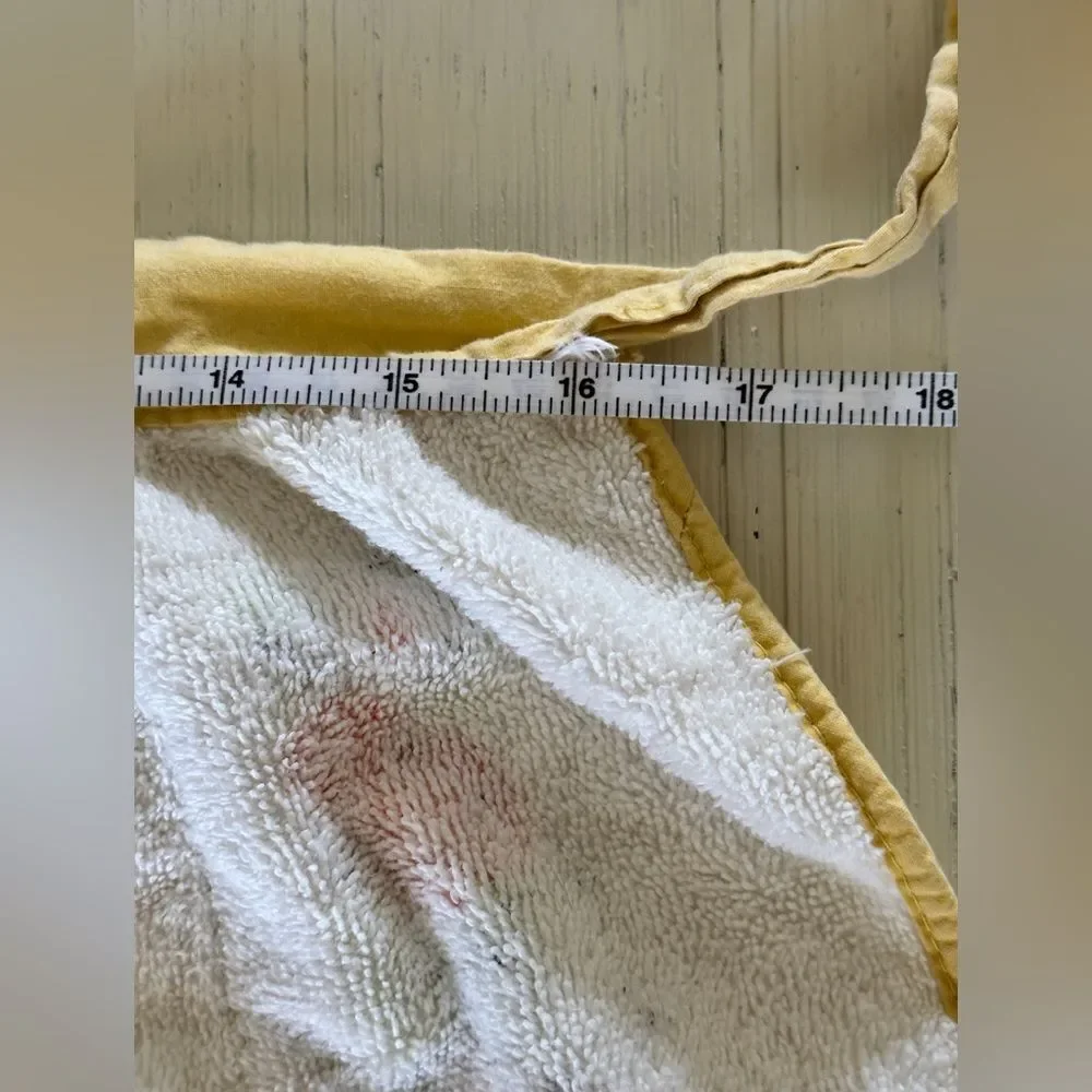 Vintage 70's Apron Half Waist Tie White Yellow Food Vegetable Fruit Dragon Fly